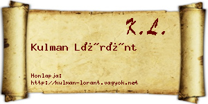 Kulman Lóránt névjegykártya